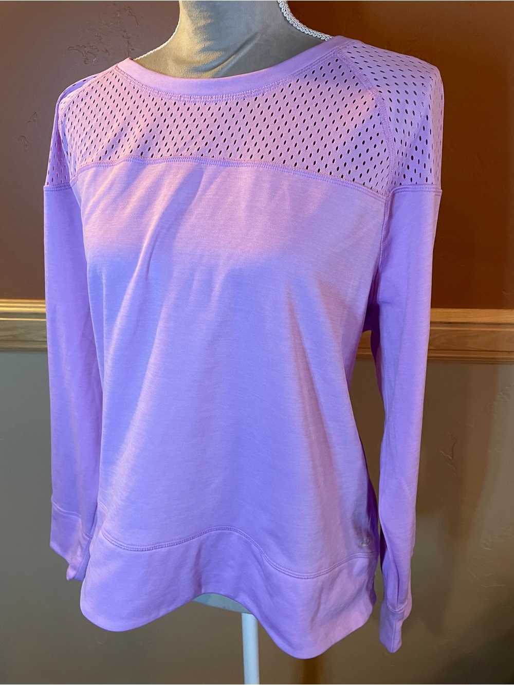 Champion Lavender Long-Sleeve Top with Mesh Yoke